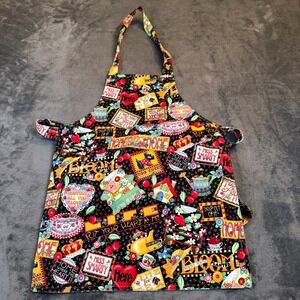 Unbranded Novelty Print Reversible Apron Womens One Size Multicolor Cotton Tie